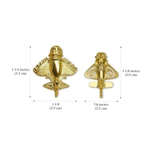 Image of Real Metal Two Quimbaya Flyer Pins Real 24K GP Pre-Colombian Ancient Alien Artifact Lapel, Hat, Jacket or Backpack Pin