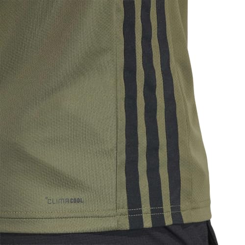 adidas Homme Workout Essentials Base 3-Stripes Shirt, Olive strata/Black, S