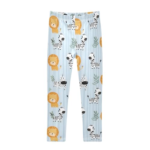 ALAZA Girls' Leggings Children's Yoga Pants Skinny Printed Dance Lion Zebra Blue Stripe Comfortable 4T