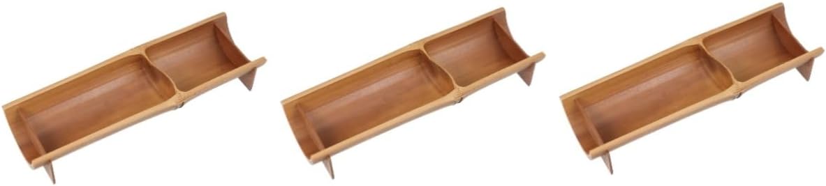 Cabilock 3pcs Bamboo Fruit Basket for Kitchen Serving Tray Fruit Bowl Compartments for Dried Candy Snacks
