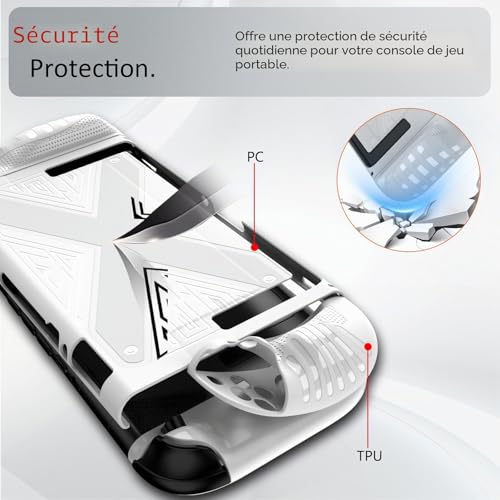 Haofun Coque pour Nintendo Switch 2, Cmprend 1 Coque de Protection + 2 Coques de Poignée, Matériaux Composites PC + TPU, Anti-Rayures et Absorbant Les Chocs, Protection Complète - Blanc – vue 3