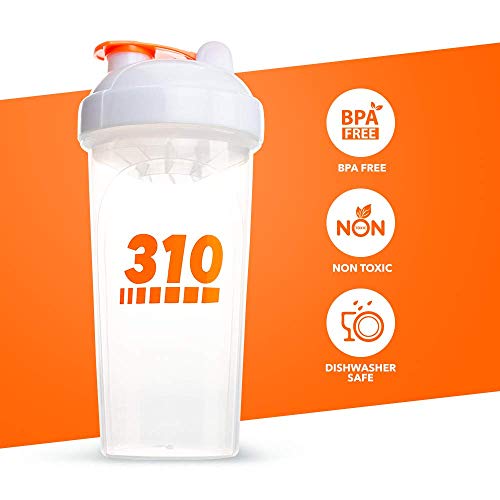 310 Nutrition Protein Shaker Bottle Meal Replacement Blender Cup For Mixing Protein Powders, Lemonade Mix, And Pre Workout (Clear w/White Lid) - Image 3