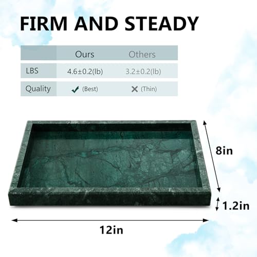 Image of Real Natural Marble Tray for Bathroom, Vanity, Kitchen and Desktop, Rectangle Genuine Marble Stone Tray for Jewelry, Cosmetics, Candles, Lotion, Perfume and Home Decor
