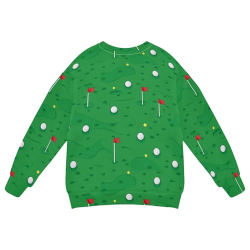 JUNZAN Golf Green Cartoon Big Girls Hooded Sweatshirt Long Sleeve Outerwear for Kids Camping 4T2