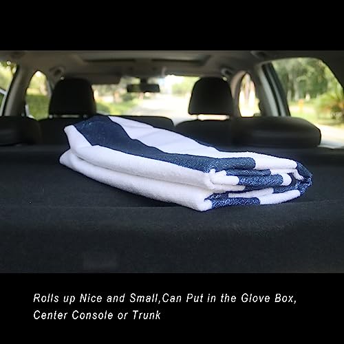 Image of Car Seat Cover Protector Front Seats,for Gym Workout,Running,Swimming,Beach and Hiking,Waterproof Sweat Towel Bucket Seat Covers for Cars SUV Trucks (Blue Stripe, 2Pcs)