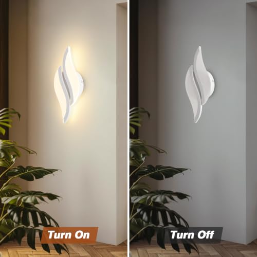 Image of CANEOE Modern LED Wall Sconce 3000K White Indoor Wall Light Fixtures Acrylic Wall Sconce Lighting for Living Room Bedroom Bedside Bathroom Hallway Stairway Wall Lamp (White, 1 Pack,3000K)