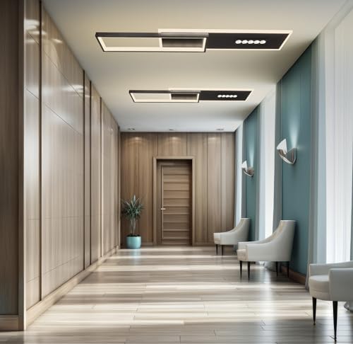 Image of Smartway -65 Watt Tessa Rectangle Modern| Decorative | Office| Home Decorative| Dining | LED Ceiling Light 3 Light Mode (Warm Cold & Natural White) for Office Bedroom Living Room Ceiling Lights