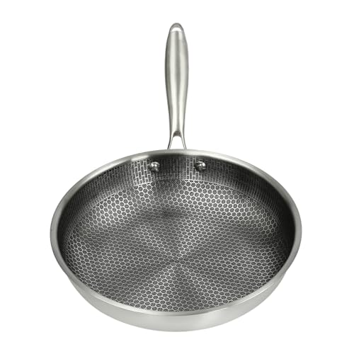 RUETERY 28 cm patelnia o strukturze plastra miodu, patelnia ze stali nierdzewnej, nieprzywierająca, odporna na wysokie temperatury 380°C, nadaje się do mycia w zmywarce, uniwersalna patelnia, nadaje