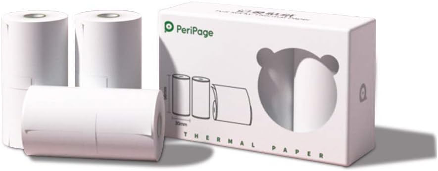 Peripage Mini Printer Paper Sticker, Self-Adhesive Thermal Paper colorless Sticky Paper for PeriPage A6 Printer, Waterproof, Oilproof, Scratchproof, BPA Box Pack, 3 Roll, 3.5m/roll