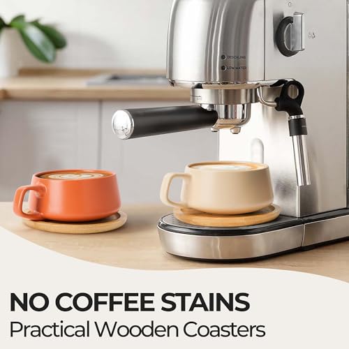 MIAMIO - 4 tazze da caffรจ da 320 ml/set di tazze e piattini/eleganti e moderne tazze da caffรจ in gres - set di 4 pezzi della collezione Luxe (Classico Pastello) - immagine 4