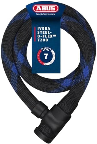 ABUS Panzerkabelschloss Ivera Steel-O-Flex 7200 + RBU-Halter - Kabelschloss aus Stahlkabel mit Panzer aus Stahlhülsen Sicherheitslevel 7-110 cm