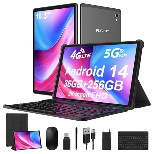 FLYCOAY 2K Tablet 10,4 Pulgadas, 4G LTE+5G WiFi, 36GB RAM+256GB ROM (2TB TF), Android 14 Tablet PC,...