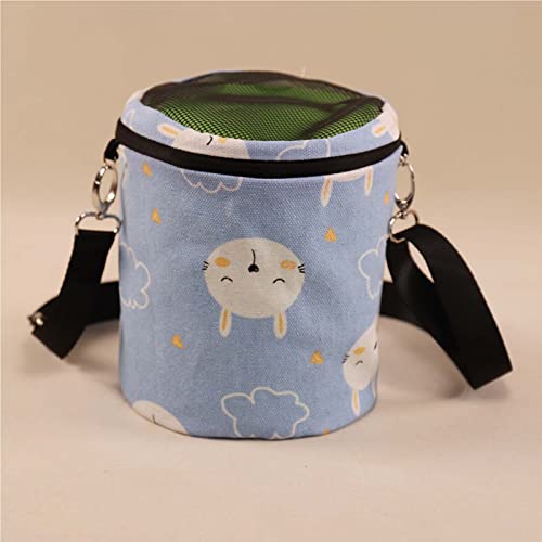 Hitasi 小動物 キャリーバッグ ペットハムスター栗鼠お出かけ 携帯包 うさぎバッグ ポーチ ハリネズミ モモンガ モルモット 避難 防災 通院 病院 ペット用品 持ち運び 旅行 散歩お出かけ 通気性 肩掛け 暖かい巣 四季用 L(直径15cm、高さ16.5cm) 青い