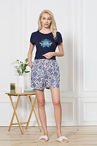 Image of Van Heusen Women's Cotton Lounge Shorts | Lightweight | Breathable Cotton | Relaxed fit | Printed | Comfortable Everyday Wear | Style 55501|Available in Pack of 1 & 2