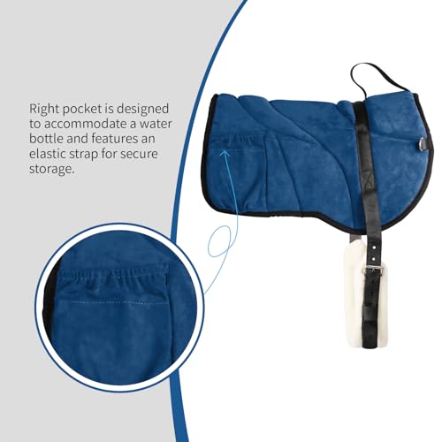 Image of Harrison Howard Ergonomically Designed Correct Bareback Pad with Side Pockets Extra Thick Center for Maximum Support Anti-Slip Bareback Pad Comes with Matching Girth