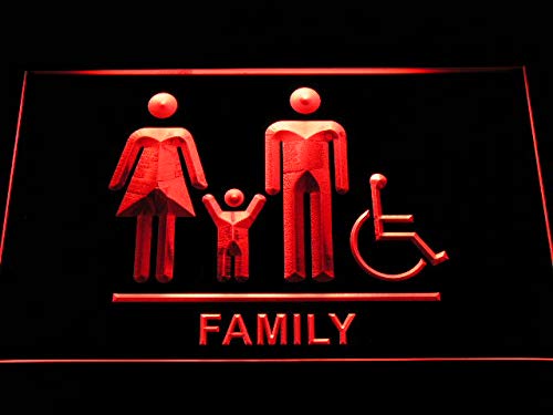 ADVPRO Family Toilet Unisex Men Women Disabled Restroom LED Neon Sign Red 24 x 16 Inches st4s64-i1034-r