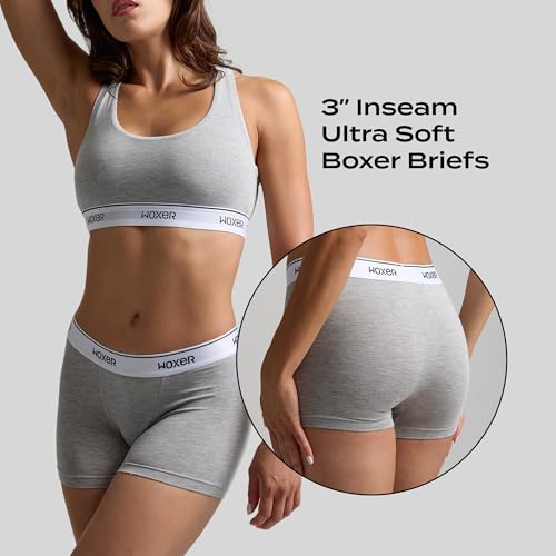Image of Woxer Womens Boxers - Star 3 inch Boy Shorts Underwear for Women - Boxer Briefs