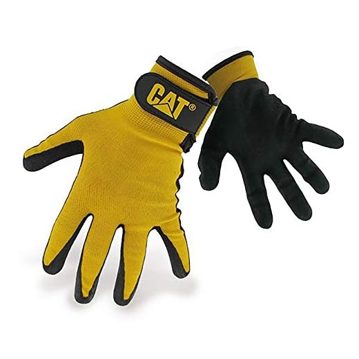 Caterpillar - Guantes Nylon recubiertos Nitilo Modelo 17416 hombre caballero (Grande (L)/Negro)