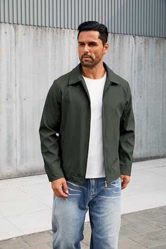Image of QTE Lightweight Jackets for Men Casual Windbreaker Stylish Light Fall Spring Golf Work Dress Business Coat