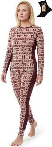 MERINNOVATION Merino Wool Base Layer Set for Women 100% Merino Wool Thermal Underwear Sets Lite...