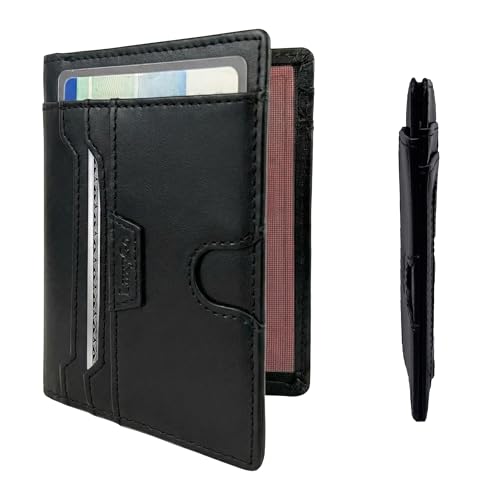 LuxyGo Porte Carte en Cuir véritable – Protection RFID/NFC Anti-piratage – 9 emplacements pour Cartes et Documents d’identité français – Format Slim Bifold élégant – Idée Cadeau pour Homme et Femme