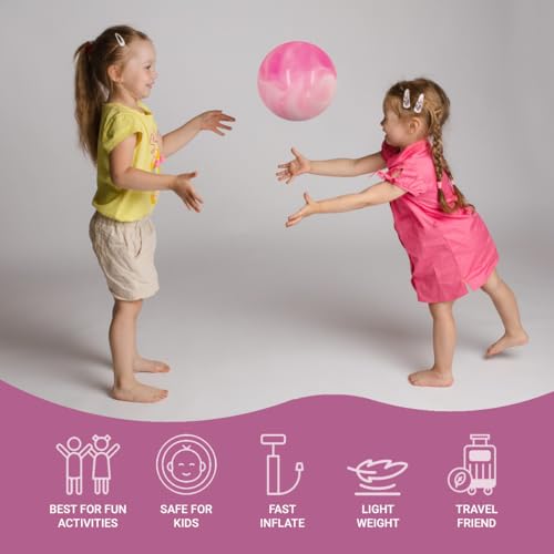 Image of GENIE'S Toy Bus 9-Inch Marble Play Ball | Interactive | for Pool, Beach & Garden | Perfect for Outdoor & Indoor Play | PVC Ball for Kids & Adults I Pack of 2 (Multicolor)