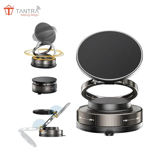 Image of TANTRA 360 Vacuum Magnetic Phone Holder | Universal Magnetic Car Mount with Strong Suction Cup | N52 Magnet Grip for Car, Gym, Mirror, Shower | Compatible with All Smartphones