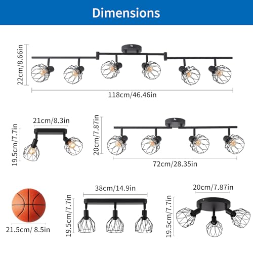 Plafonnier spots noirs orientables avec base rectangulaire E14 ANWIO - 3