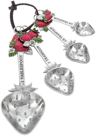 Ganz Strawberries Measuring Spoons, Set of 4, 5.25-Inch, Multicolor