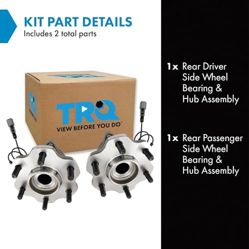 Image of TRQ Rear Driver and Passenger Side Wheel Bearing and Hub Assembly Set 2 Piece Compatible with 2011-2013 Infiniti QX56 2014-2022 QX80 2017-2022 Nissan Armada