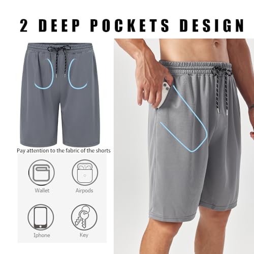 ZH Men's Athletic Shorts with Pockets and Adjustable Elastic Waistband - Quick-Dry Activewear3
