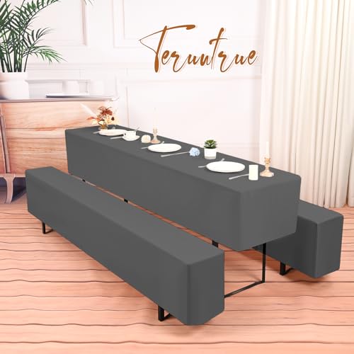 Fundas para mesa de cerveza de 70 x 220 cm con acabados textiles gris oscuro Teruntrue 6
