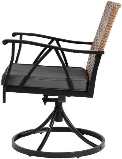 Outdoor Patio Dining Set for 4 with Swivel Rocker Chairs and Steel Table Top