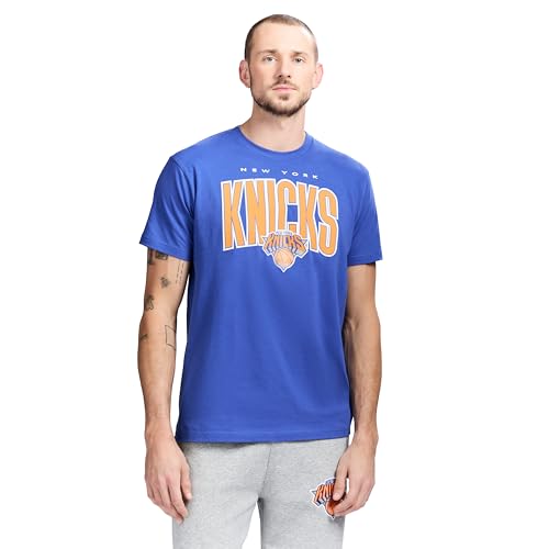 Game 7 x NBA Officially Licensed Men's Graphic Short Sleeve Lightweight Crew Neck Cotton T-Shirt, New York Knicks, M, Blue