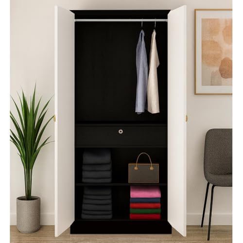 Image of Callas 2 Door Engineered Wood Wardrobe | Modern Bedroom Storage Cabinet with Lock & Shelves | Compact Almirah for Clothes, 1 Year Warranty with Free Installation