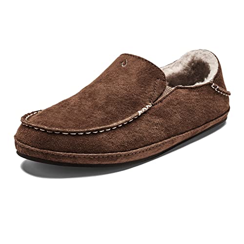 OLUKAI Nohea Slipper, Women's Slip-On Shoes, Genuine Shearling & Premium Nubuck Leather, Drop-In Heel Design, Cozy & Ultra-Soft Comfort Fit