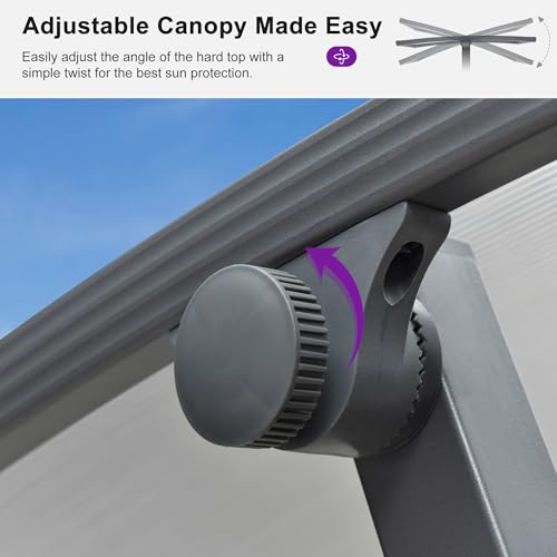 Image of PURPLE LEAF Porch Swing 3 Person Patio Swing Chair with PVC Canopy Outdoor Deluxe Modern Yard Hammock Swinging Chairs w /Solar LED Light and Cushions for Backyard Glider Outside Loveseat Bench