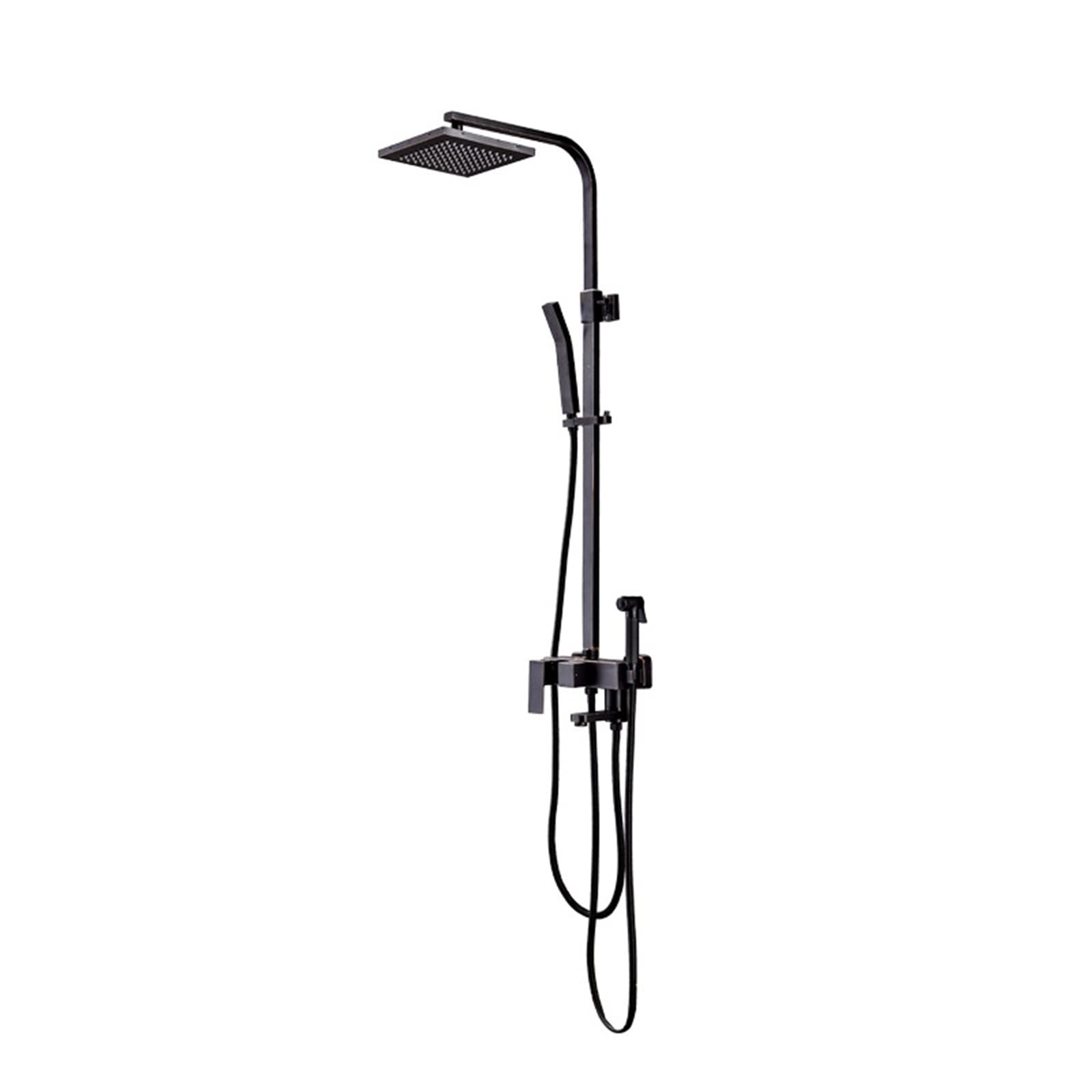 GLJTUO Shower system, Black Bathroom Shower Faucet Set Brass Multi Function Shower System hot and cold water faucet Exposed Shower System Shower System With Handheld Black