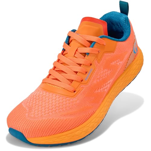 Geococcyx Zapatillas Hombre Puntera Ancha Zapatos de Running Transpirables Fitness Casual Naranja 43EU