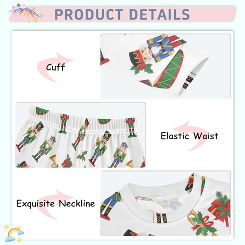 Pajama Sets Long Sleeve Christmas Nutcracker Musical Instruments Soft Comfy Sleepwear 2 Piece PJS 3-8T4