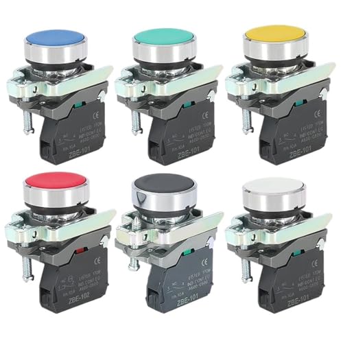 Bouton poussoir XB4-BA11 installé sur pupitre de commande en usine