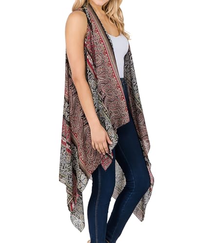 Image of Scarfand's Women's Sheer Open Front Lightweight Sleeveless Long Duster Cardigan Vest