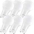 LUXRITE A19 LED GU24 Light Bulb, 60W Equivalent, 5000K Bright White, Enclosed Fixture Rated, 800 Lumens, Dimmable Twist Lock Light Bulbs, Damp Rated, UL Listed, GU24 Base (6 Pack)