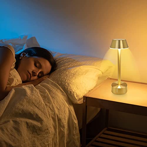 Egobasic Cordless Table Lamps, Modern Rechargeable Battery Led Desk Lamp, Touch Night Light, 11.8" Metal Minimalist Small Portable Lamps For Dinner Coffee Table Restaurant Bedroom Bar Hotel, Gold #TOP6