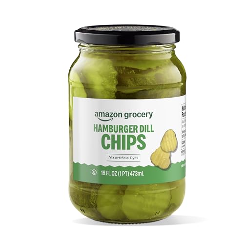Amazon Fresh, Hamburger Dill Pickle Chips, 16 Fl Oz