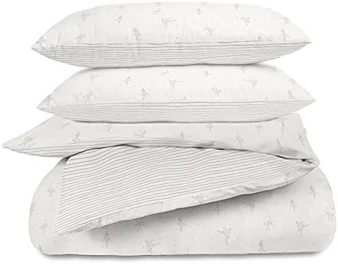 MakeMake Organics Organic Duvet Cover Twin / Single (Pack of 3) GOTS Certified Organic Cotton Duvet Set Dreamy Soft Two Sided Breathable Kids Girl Room (Twin, Ballerina & Gray Stripes)