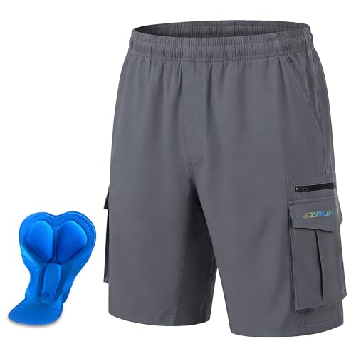 Men's 3D Padded Mountain Bike Shorts Quick Dry Cycling Shorts(ALLG,2XL)