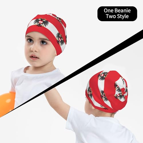 Austrian Flag Children Hip Hop Knitted Hat Kids Elastic Leisure Knit Cap Warm Sleep Beanies Black4