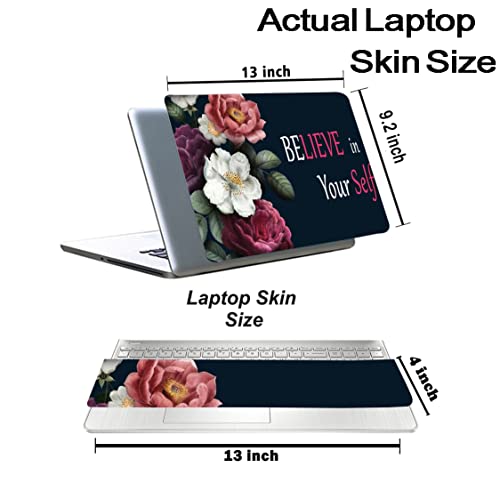 Image of Floral-D11 Top+Wrist Pad Vinyl Laptop Skin /Sticker /Cover for 13 to 13.3 Inches Laptops Laminated-Removable-HD Quality Compatible for Hp-Dell-Sony-Lenovo-Asus etc.(13x9.2 Inches)