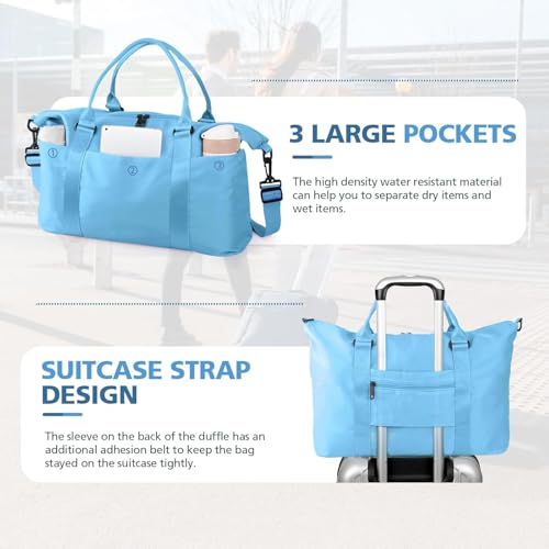 Rayki Travel Rucksacks Bag with Suitcase Strap, Water Resistant, 18.5 x 14.2 x 8.7 inches, Light Blue2